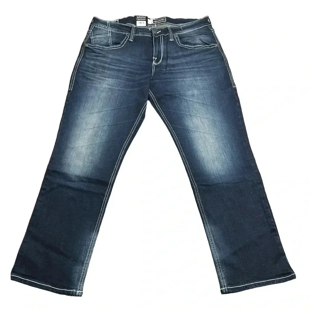 ROCK & REPUBLIC men jean,NWT 36x30 slim straight,blue,manufactured fading EC NWT - Picture 7 of 10